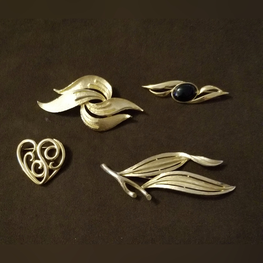 Elegant Gold And Silver Brooch Set / 4 - All Signed!!